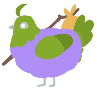 A lilac and chartreuse chicken with a head pattern