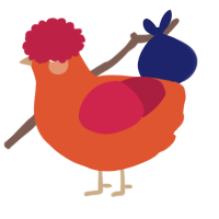 A vermilion and crimson chicken