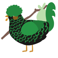 A sable and viridian chicken with a lace pattern