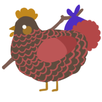 A bark and red chicken with a lace pattern