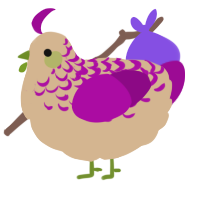 A beige and plum chicken with a half-lace pattern