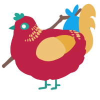 A crimson and honey chicken with a neck-band pattern