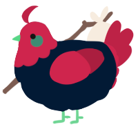 A tumblr and crimson chicken with a head pattern