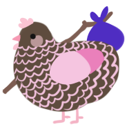 A bark and pink chicken with a lace pattern