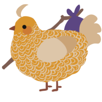 A orange and beige chicken with a double-lace pattern