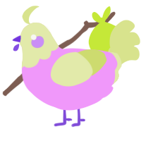 A lavender and lemon chicken with a head pattern