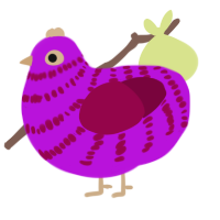 A amethyst and maroon chicken with a bar pattern