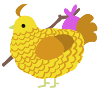 A yellow and ochre chicken with a lace pattern