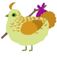 A lemon and ochre chicken with a half-lace pattern