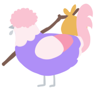 A lilac and rose chicken with a head pattern