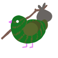A leaf and olive chicken with a bar pattern