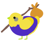 A indigo and yellow chicken with a head pattern