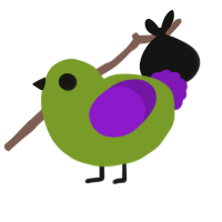 A chartreuse and violet chicken