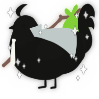 Real void, a black chicken with a head pattern