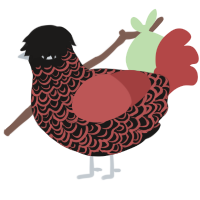 A sable and red chicken with a double-lace pattern