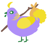 A lilac and yellow chicken with a neck-band pattern