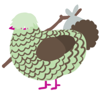 A gluppy and bark chicken with a lace pattern