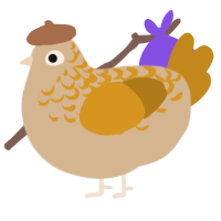 A beige and ochre chicken with a half-lace pattern