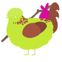 A lime and russet chicken with a neck-speckle pattern
