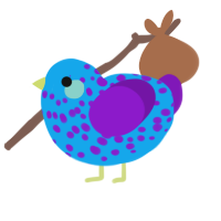 A sky and violet chicken with a speckle pattern
