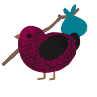 A maroon and sable chicken with a double-lace pattern