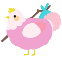 A pink and rose chicken with a head pattern