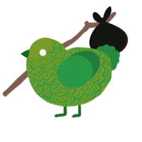 A chartreuse and viridian chicken with a double-lace pattern