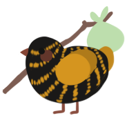 A sable and ochre chicken with a bar pattern