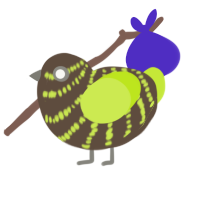 A bark and lime chicken with a bar pattern