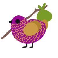 A plum and gold chicken with a lace pattern