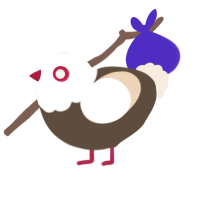 A bark and cream chicken with a head pattern