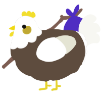 A bark and white chicken with a head pattern