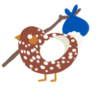 A russet and white chicken with a speckle pattern