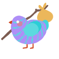 A lilac and aqua chicken with a bar pattern