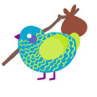 A cerulean and lime chicken with a lace pattern