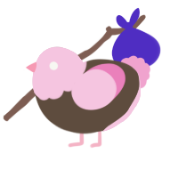 A bark and pink chicken with a head pattern