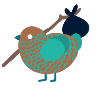 A brown and turquoise chicken with a lace pattern