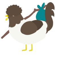 A white and bark chicken with a head pattern