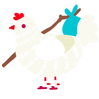 Darrell, a white chicken with a bar pattern