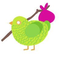 A lime and grass chicken with a lace pattern