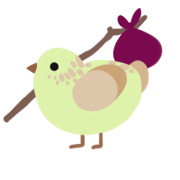 A apple and beige chicken with a neck-speckle pattern