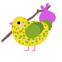 A yellow and chartreuse chicken with a speckle pattern