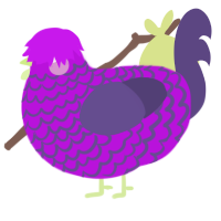 Dazzler, a amethyst and overcast chicken with a lace pattern