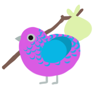 A orchid and cerulean chicken with a half-lace pattern