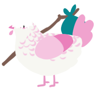 Lambie, a white and pink chicken with a half-lace pattern