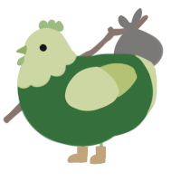 Dj Green, a leaf and lime chicken with a head pattern