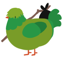 Dumalacath, a chartreuse and viridian chicken with a head pattern