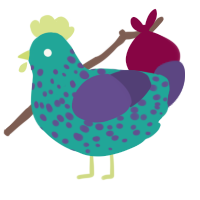Lumbridge, a turquoise and overcast chicken with a speckle pattern