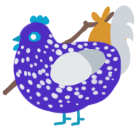 Sick Plankton, a indigo and mist chicken with a speckle pattern