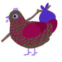 atrocious turd, a bark and maroon chicken with a lace pattern